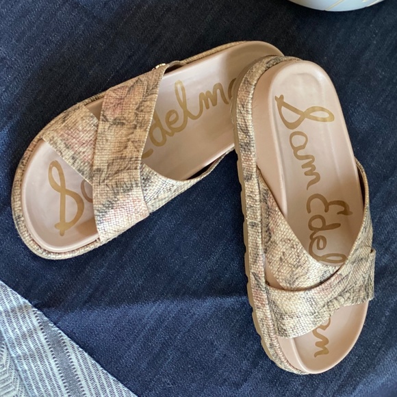 Sam Edelman Neutral Botanical Platform Slip Ons - Picture 3 of 5